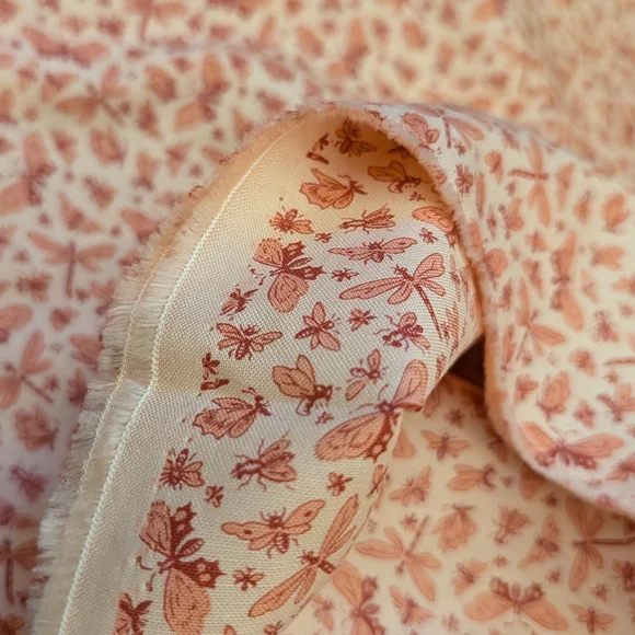 Blossoms & Butterflies Cream and Coral Cotton Fabric - Picture 5 of 5